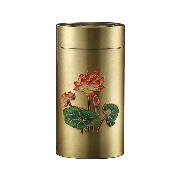 Cloisonne Lotus Brass Urns