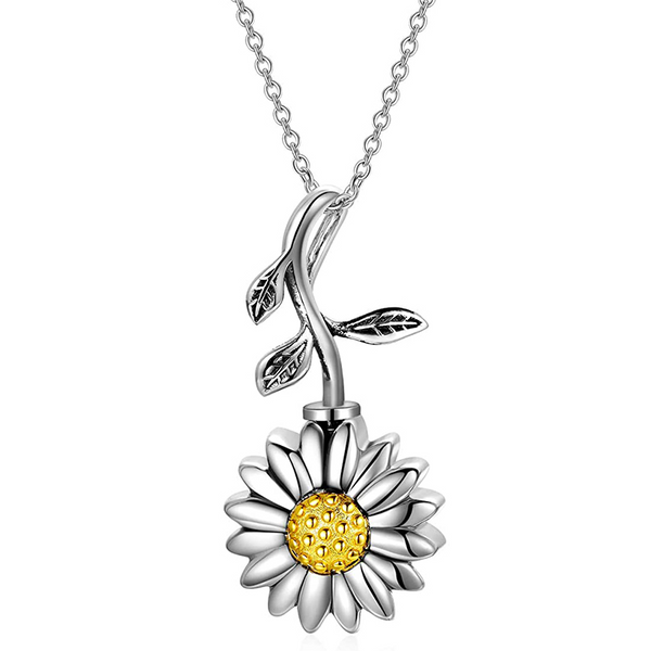 Bijou funéraire pour cendres | Collier urne tournesol | Cadeau personnalisé pour un proche disparu