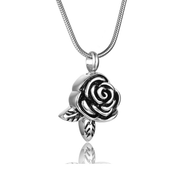 Bijou commémoratif pour cendres | Collier urne en forme de rose | Cadeau personnalisé pour un proche disparu