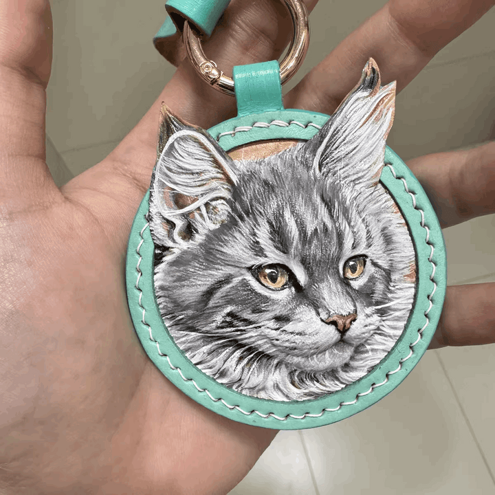 3D Pet Leather Pendant Cat memorial