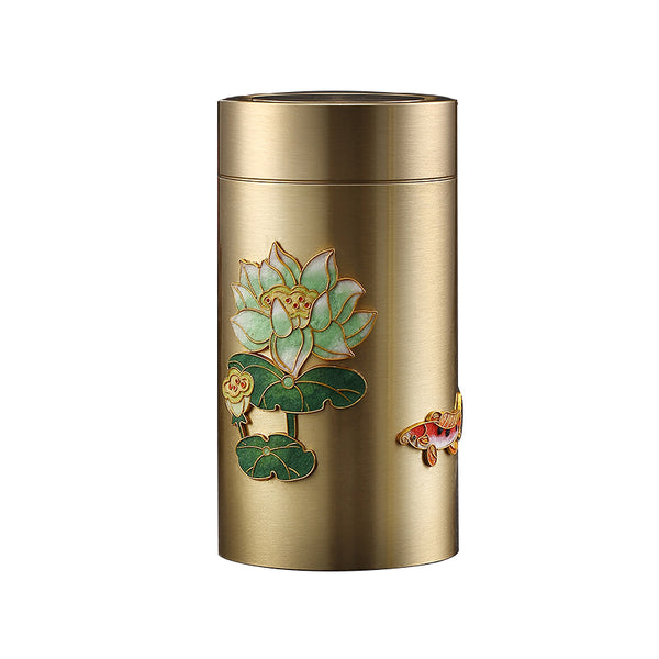 White Lotus Brass Urns