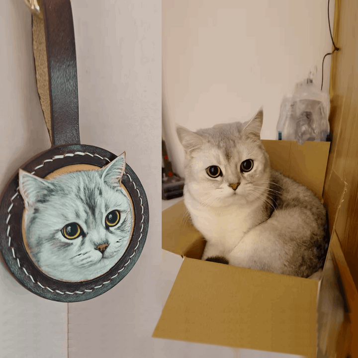 3D Pet Leather Pendant Cat memorial