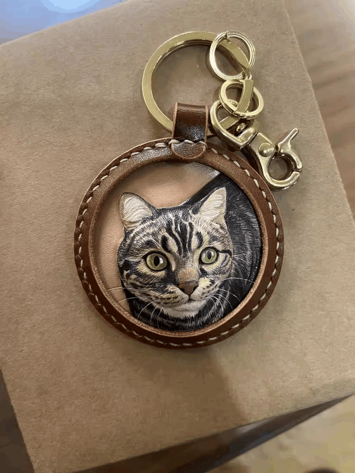 3D Pet Leather Pendant Cat memorial