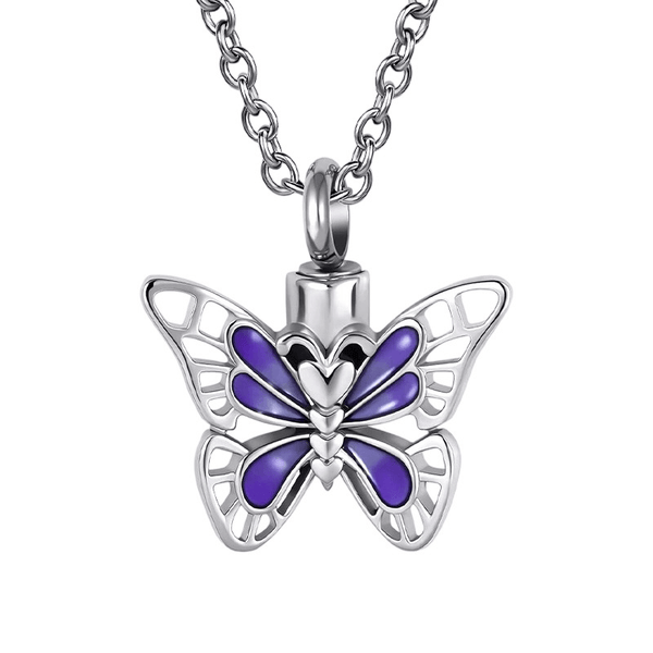 Bijou funéraire pour cendres | Pendentif commémoratif papillon | Cadeau funéraire personnalisé pour la perte d'un être cher