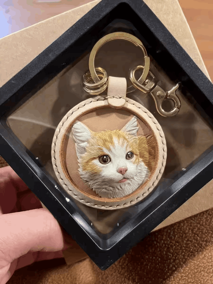 3D Pet Leather Pendant Cat memorial
