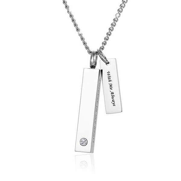 Bijou commémoratif pour cendres | Pendentif urne colonne carrée | Cadeau funéraire personnalisé pour la perte d'un être cher