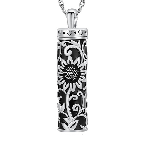 Bijou funéraire pour cendres | Collier urne tournesol | Cadeau funéraire personnalisé pour un proche