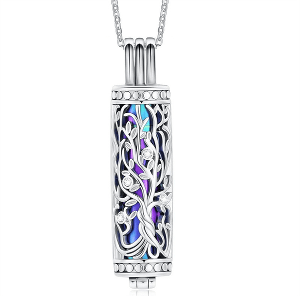 Bijou funéraire pour cendres | Collier urne en alliage avec arbre de vie | Cadeau personnalisé pour la perte d'un être cher