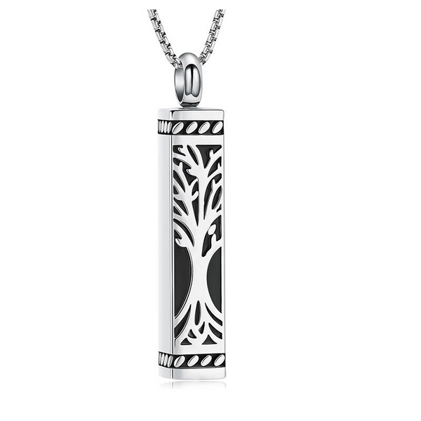Bijou funéraire pour cendres | Collier urne carré arbre de vie | Cadeau personnalisé pour la perte d'un être cher
