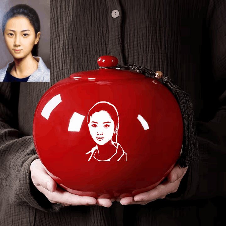 Red customizable large ceramic urn