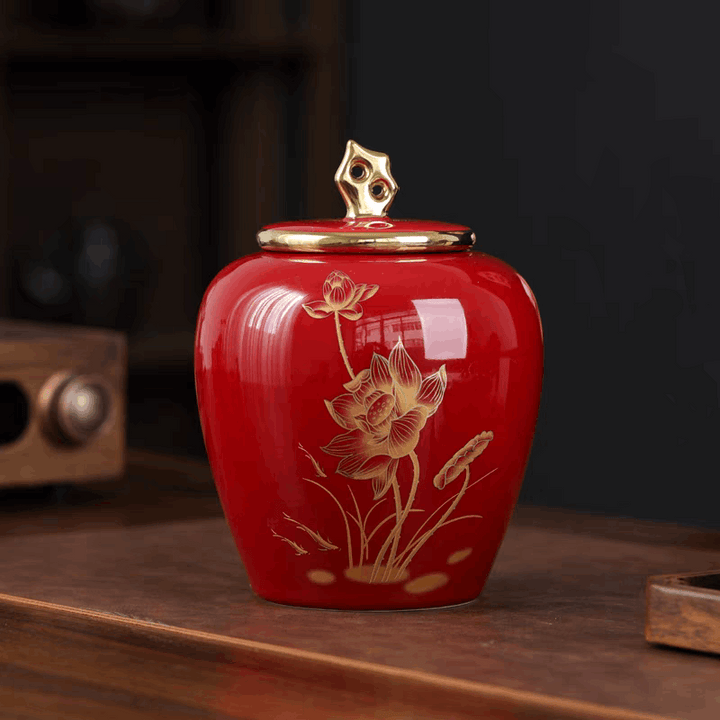 Lotus Ceramic Urn