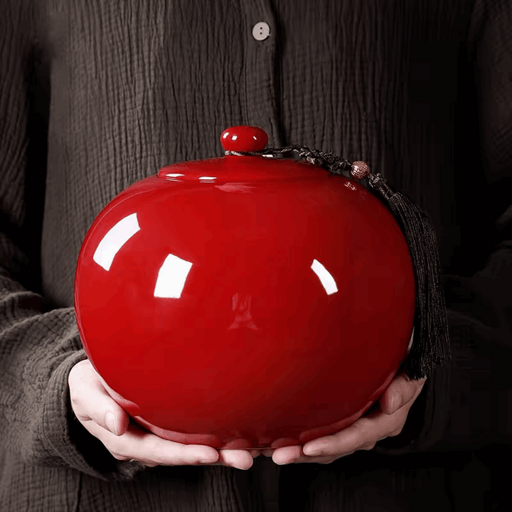 Red customizable large ceramic urn