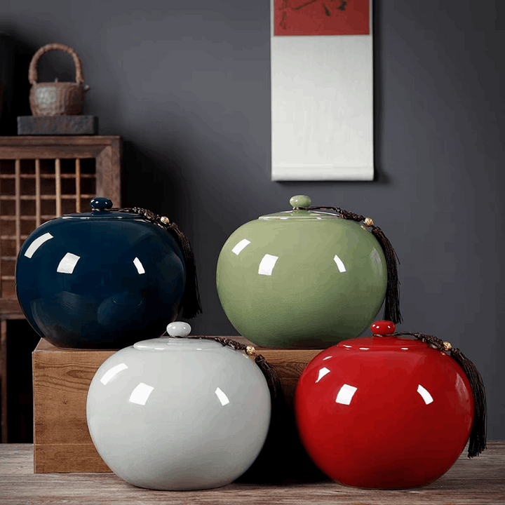 Red customizable large ceramic urn