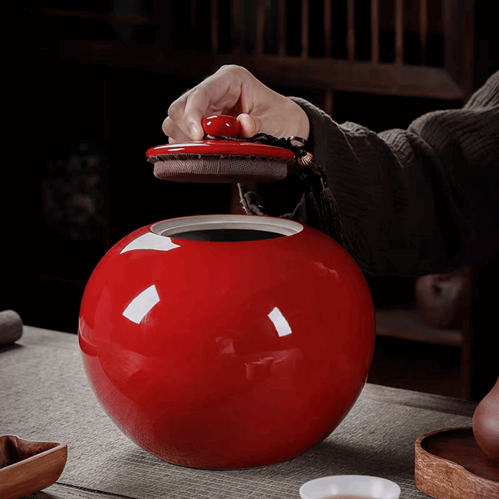 Red customizable large ceramic urn