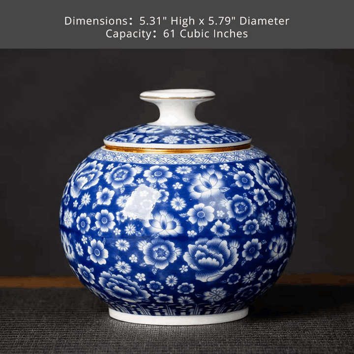 Blue and White Ceramic Urns Small Urns