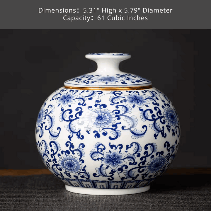 Blue and White Ceramic Urns Small Urns