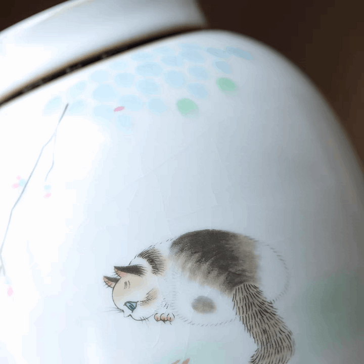 Hand-painted Cat Memorial Urn