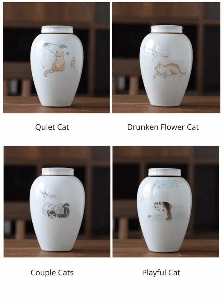 Hand-painted Cat Memorial Urn