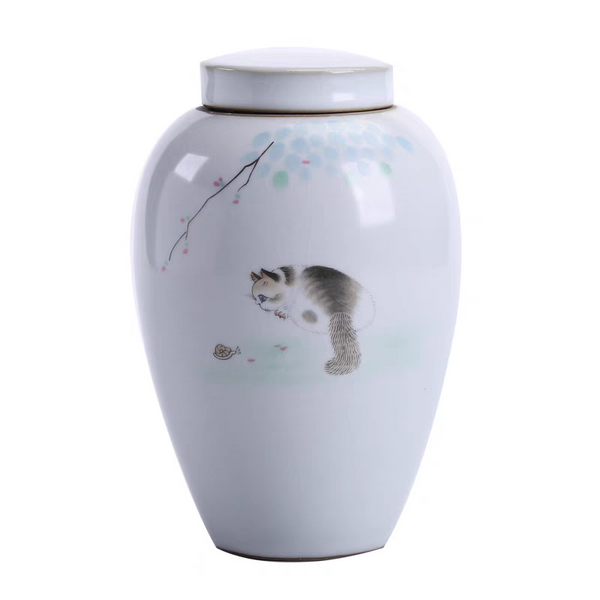 Hand-painted Cat Memorial Urn