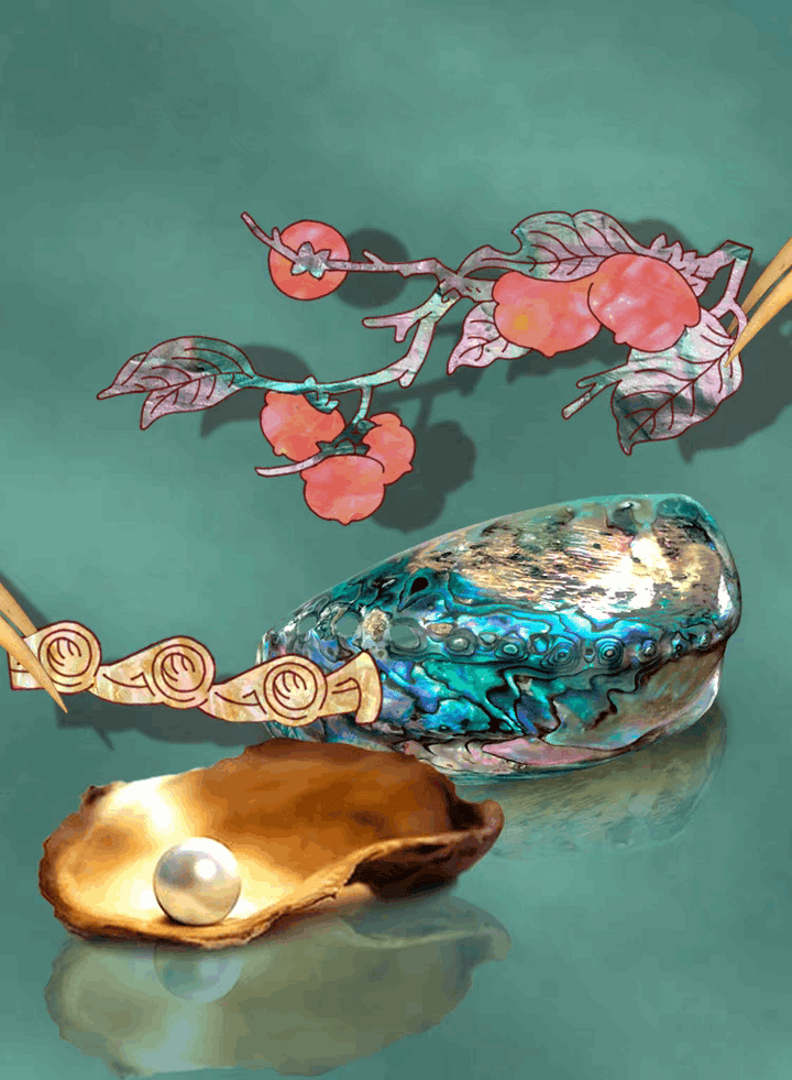 Mother-of-pearl lacquerware urn