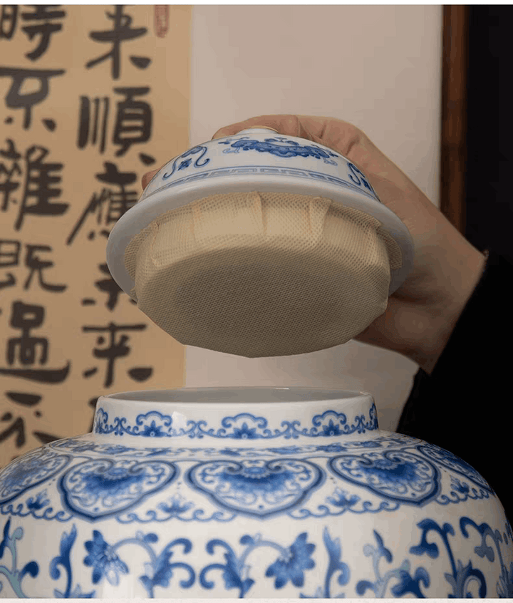 Vintage Underglaze blue lotus-pattern Chinese Ginger Jar