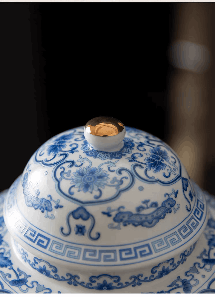 Vintage Underglaze blue lotus-pattern Chinese Ginger Jar
