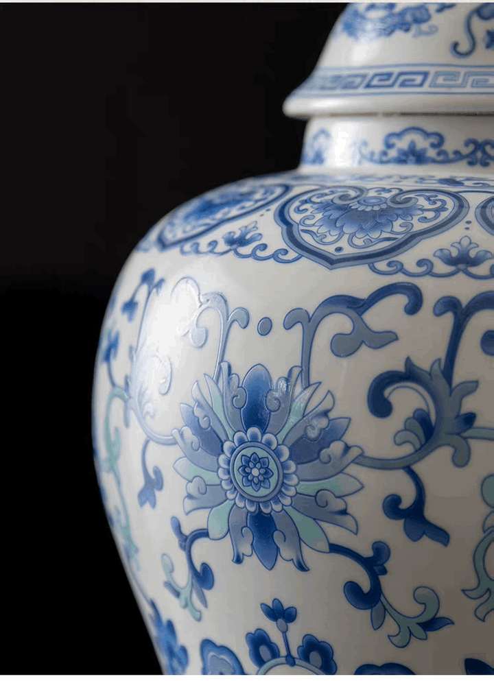 Vintage Underglaze blue lotus-pattern Chinese Ginger Jar