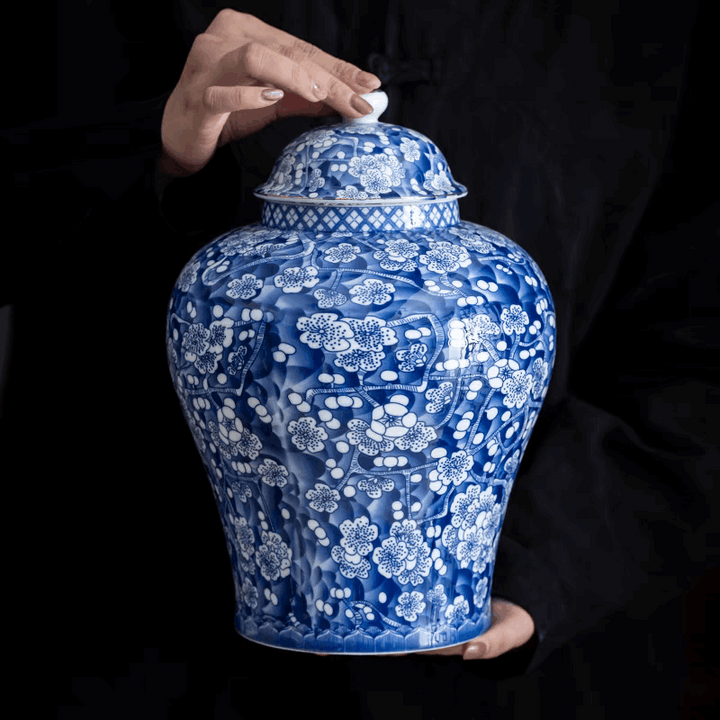 Blue and White Ceramic Urns