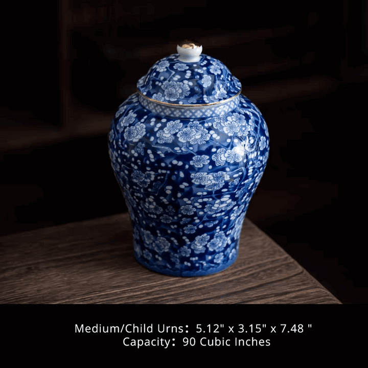 Blue and White Ceramic Urns