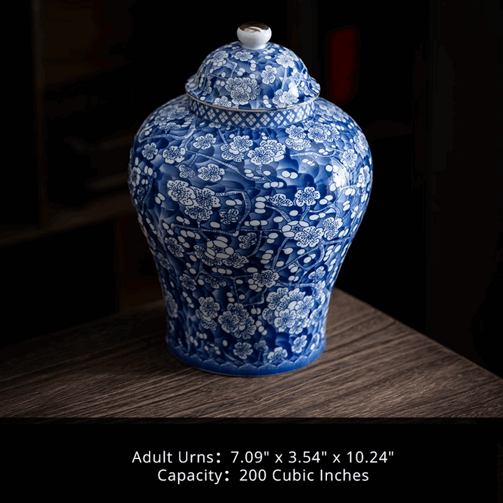 Blue and White Ceramic Urns