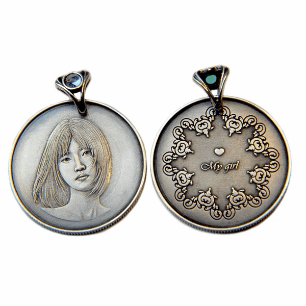 Sterling Silver Relief Pendant | Portrait Memorial Customization