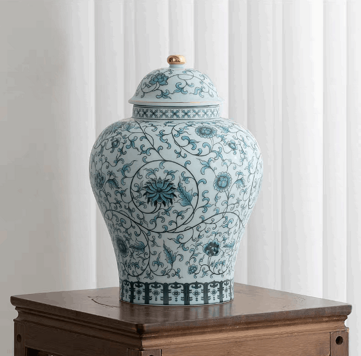 Blue lotus-pattern Chinese Ginger Jar