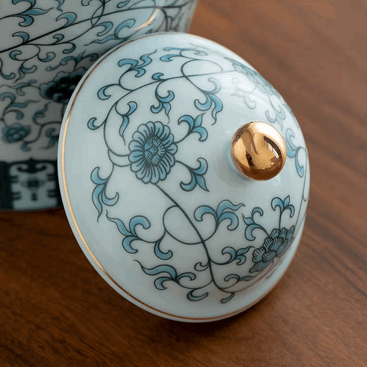 Blue lotus-pattern Chinese Ginger Jar