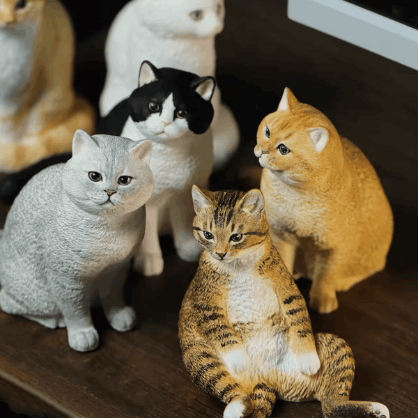 Resin Cat Figurine | Plaster Cat Desktop Ornament