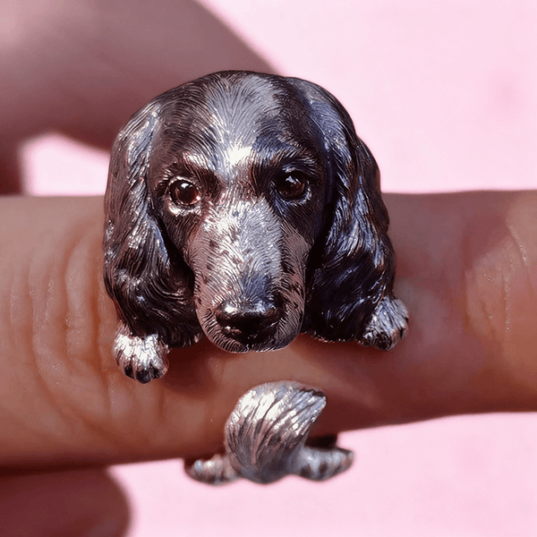 Cadeau personnalisé pour femme : une bague en argent faite main représentant un cocker spaniel | Cadeau commémoratif pour animal de compagnie
