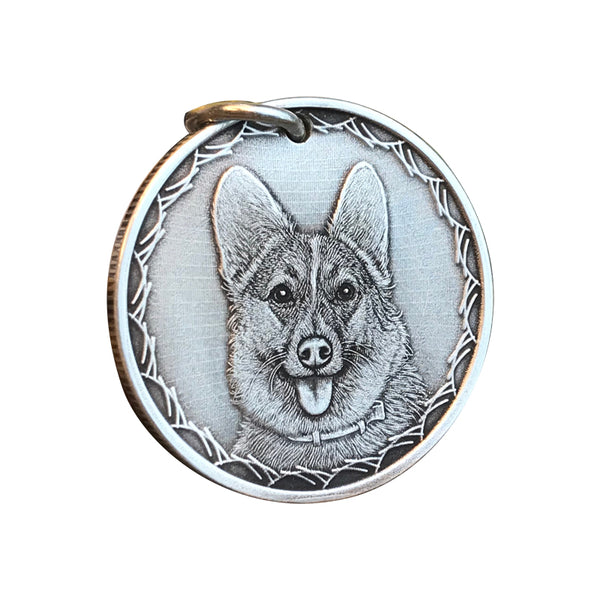 Customized Dog Tag Necklace: A handmade sterling silver relief portrait memorial pendant