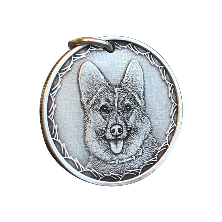Customized Dog Tag Necklace: A handmade sterling silver relief portrait memorial pendant