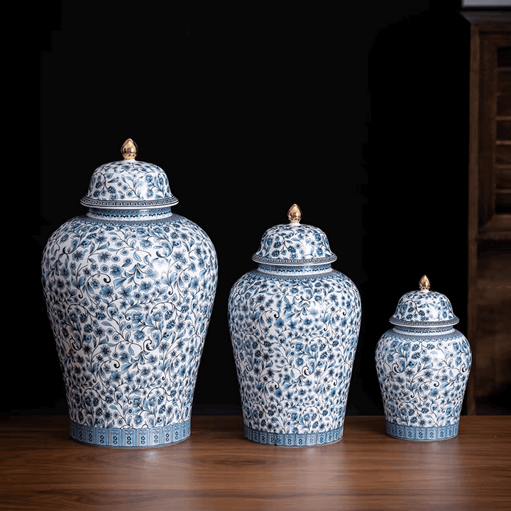 Blue and White Ceramic Urns General’s Jar Urn