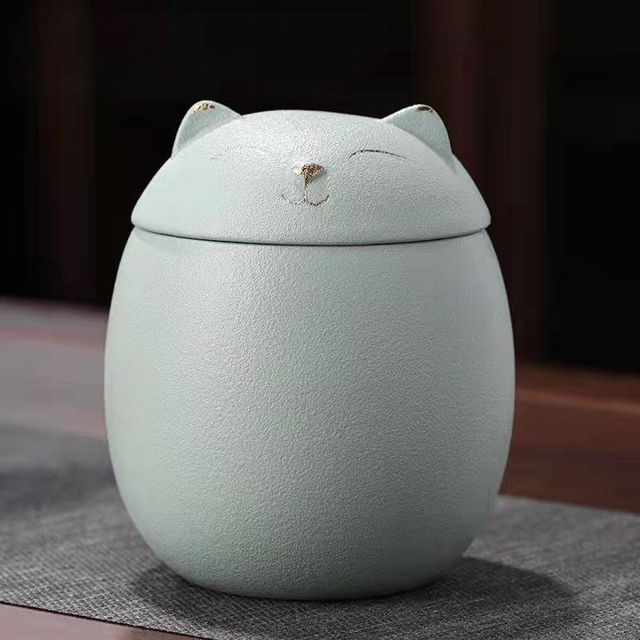 Light blue ceramic urn