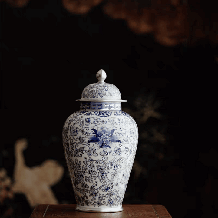 Silver-gilt Blue-and-white General's Jar Urn