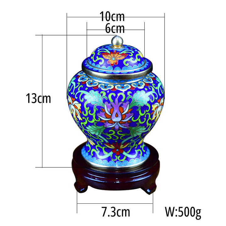 Oriental Art Urns For Ashes | Colorful Lotus-patterned Urn | Cloisonne Enamel Urns From China