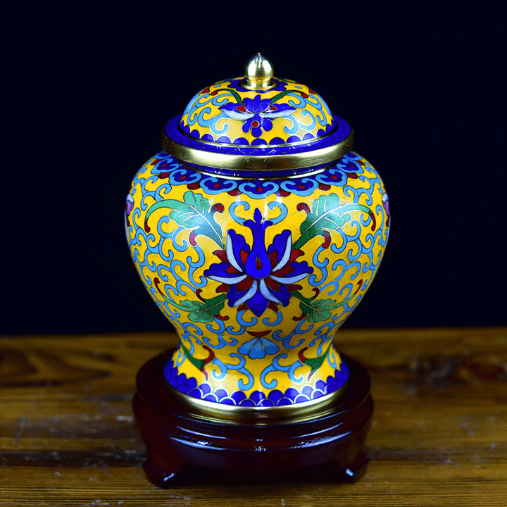 Oriental Art Urns For Ashes | Colorful Lotus-patterned Urn | Cloisonne Enamel Urns From China