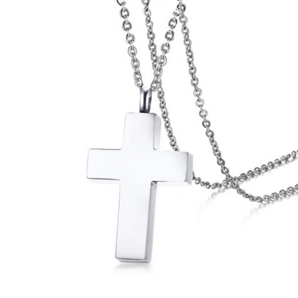 Memorial Jewelry For Ashes | Cross Cremation Urn Necklace | Custom Memorial Gift For Loss One
