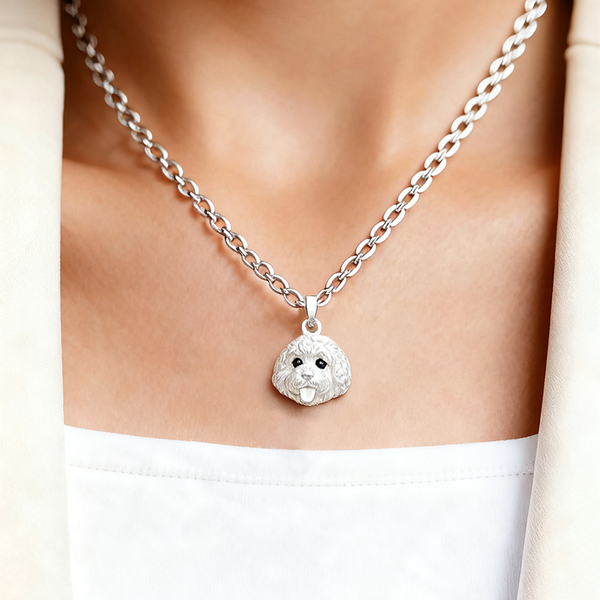 Cadeau personnalisé pour votre Bichon Frise : un pendentif commémoratif en argent fait main à partir de son portrait
