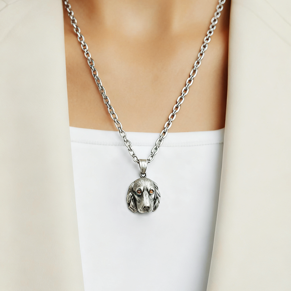 Cadeau personnalisé pour votre Cocker Spaniel : un pendentif commémoratif en argent fait main à partir de son portrait