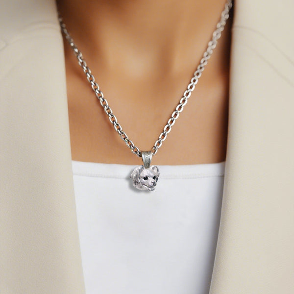 Cadeau personnalisé pour votre chien pastoral : un pendentif commémoratif en argent fait à la main à partir de son portrait