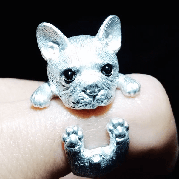 Custom Gift For Women: A handmade silver french bulldog dog ring | Pet Memorial Gift