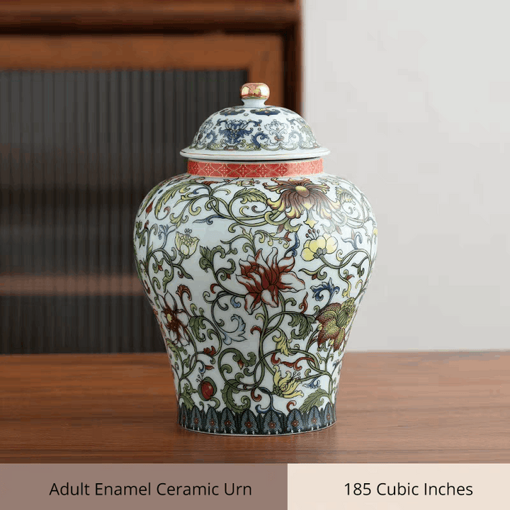 Enamel ceramic urn