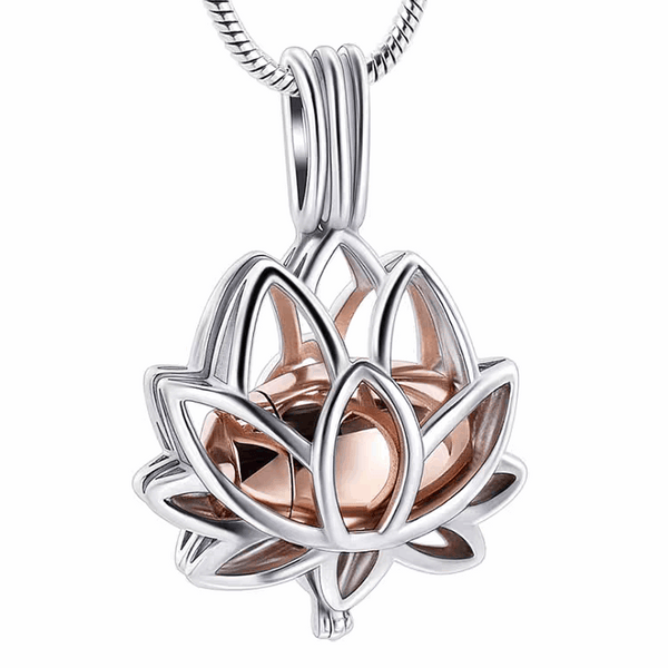 Hollow Lotus Keepsake Urn Cremation Necklace