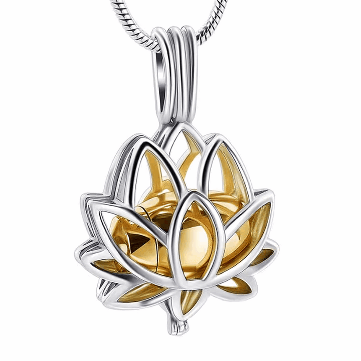 Hollow Lotus Keepsake Urn Cremation Necklace